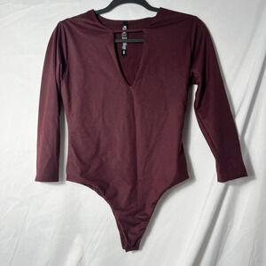 Victoria's Secret‎ Sport Burgundy Long-sleeve Bodysuit Size S